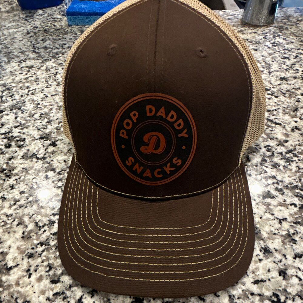 Richardson 112 Pop Daddy Snacks Logo Brown/Beige Mesh Trucker Hat One Size